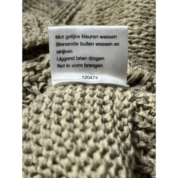 VTG Y2K Chunky Open Knit Lagenlook Slouchy Cardigan Sweater Womens L/XL Khaki - Picture 9 of 10
